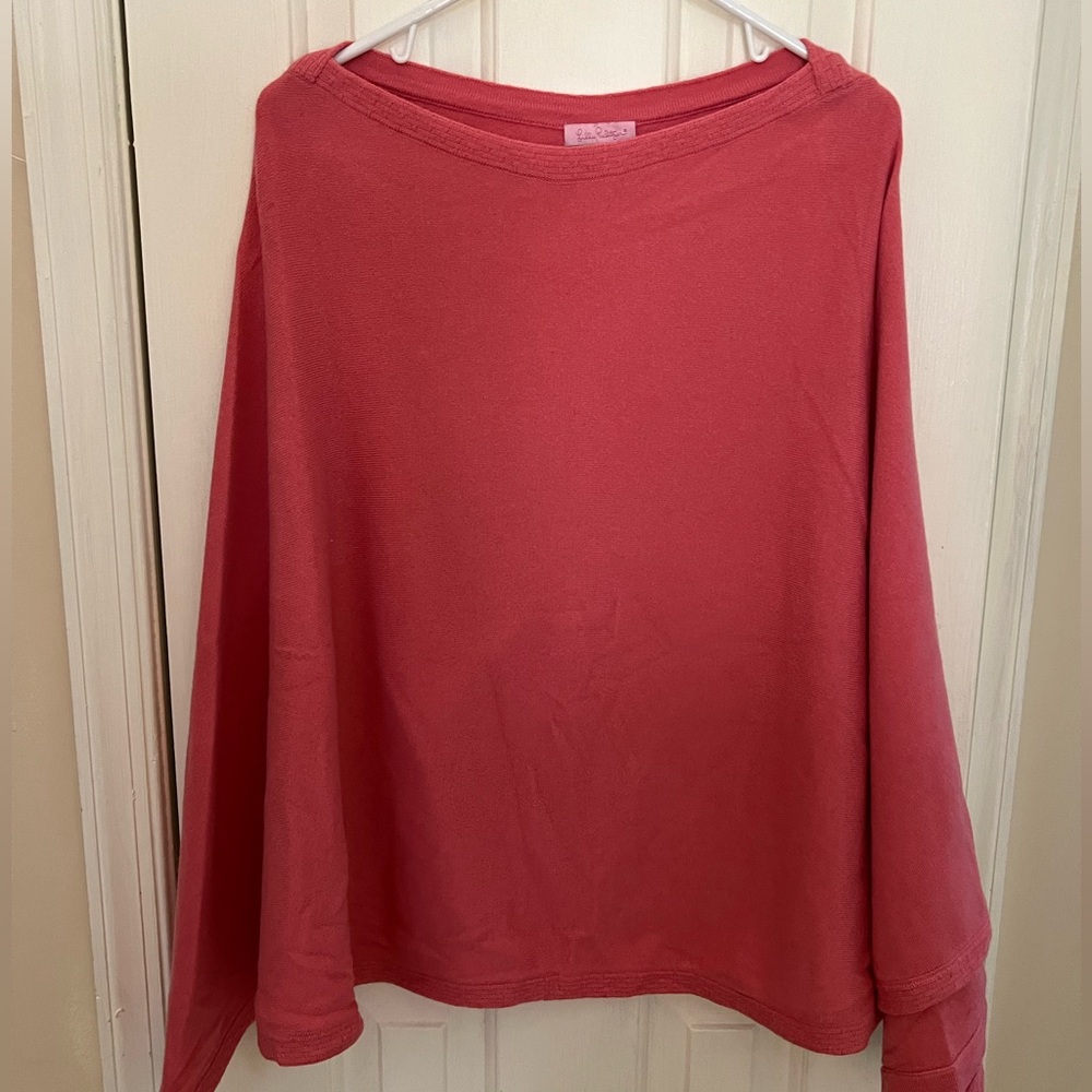 Lilly Pulitzer Coral Cashmere Paloma Poncho